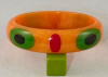 SZ1 coral bakelite bangle/double oval dots bangle